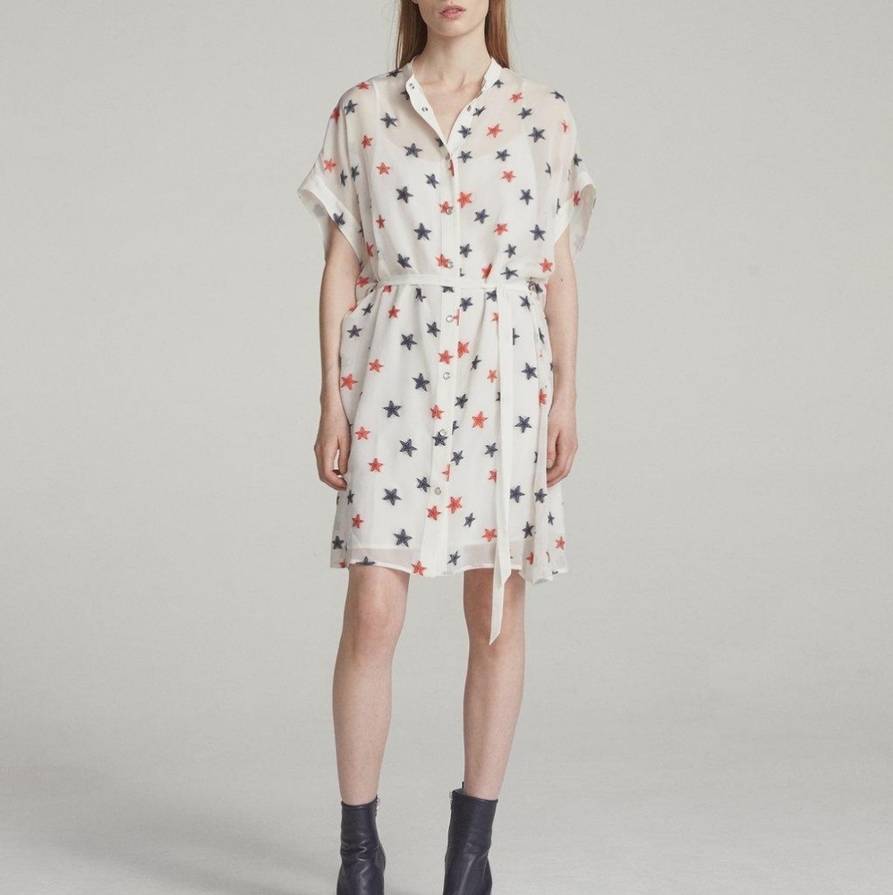 Rag & Bone Lary Sheer Star Shirt Dress Sz. XS